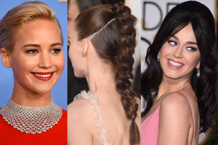 look hair makeup golden globe 2016