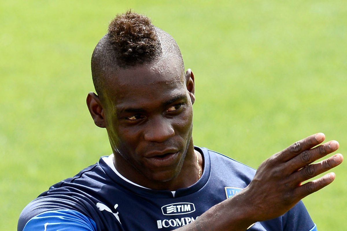 Mario Balotelli in allenamento con l'Italia